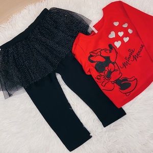 📚4/$20 NWOT Minnie Mouse Set Tutu Leggings Shirt